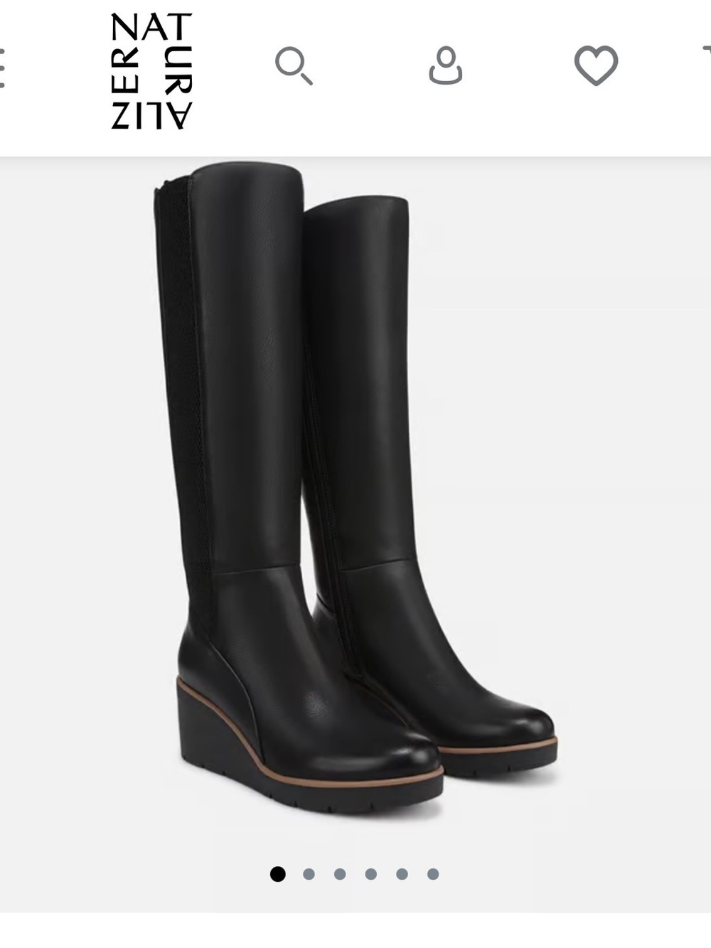 Naturalizer Black Wedge Knee-High Boots 10 Wide Calf